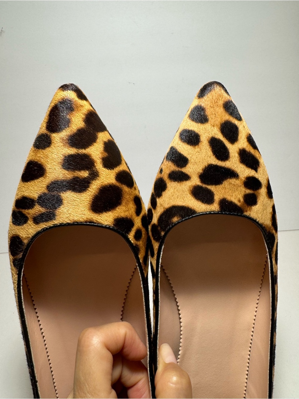 J. Crew Leopard Print Flats Pointed Toe Calf Hair Black/Tan Size 10 - Picture 6 of 14